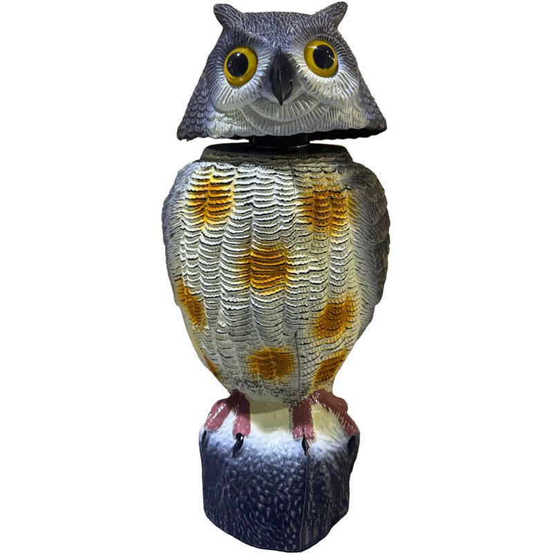 Relaxdays Pigeon Deterrent Owl, Bobble Head, Plastic, Hxwxd, 40 X 18 X 16 Cm, Garden & Balcony, Grey/white