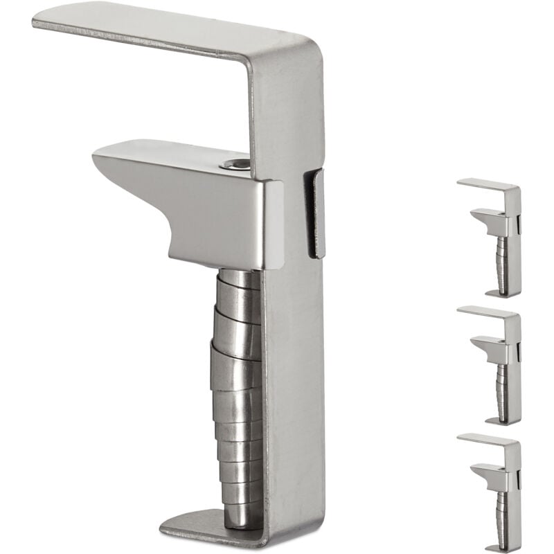 Relaxdays - Pince a nappe, lot de 8, réglable, pour des tables épaisses, inox, jusqu'à une épaisseur de 4,2 cm, argenté