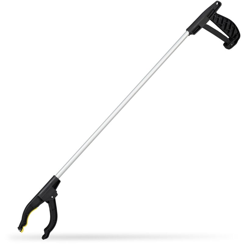Relaxdays - Pince de préhension, lot de 10, outil de ramassage, pour personnes âgées, aluminium, attrape-tout, 76 cm, argenté/noir