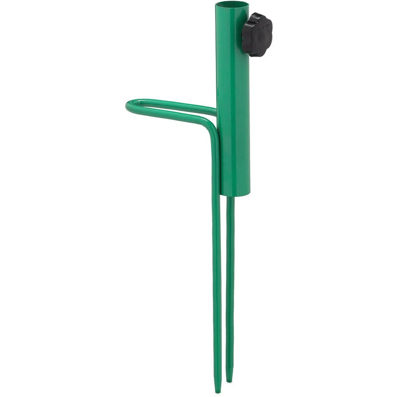 Relaxdays - Piquet de parasol, avec poignée, pour parasol, pour tubes de 17-23 mm d'épaisseur, camping, acier, vert