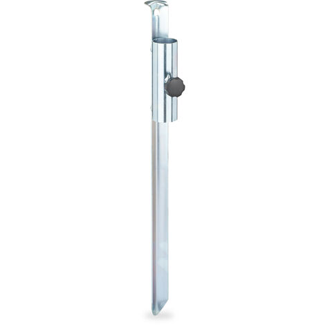 Relaxdays Pincho Sombrilla, Grosor Palo Parasol hasta 28 mm, Jardín, Camping, Playa, Adaptador Paraguas, Acero, Plateado