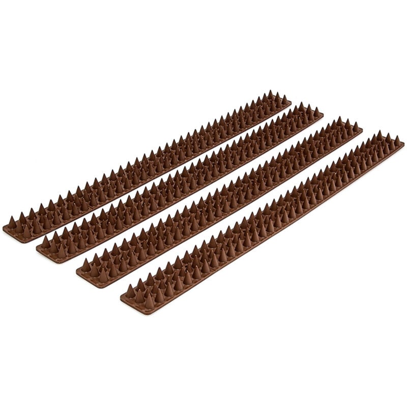Relaxdays - Piques pour murs et barrières, lot de 12 rangées, gouttières, anti-oiseaux, anti-pigeons, longueur totale: 4 m, marron