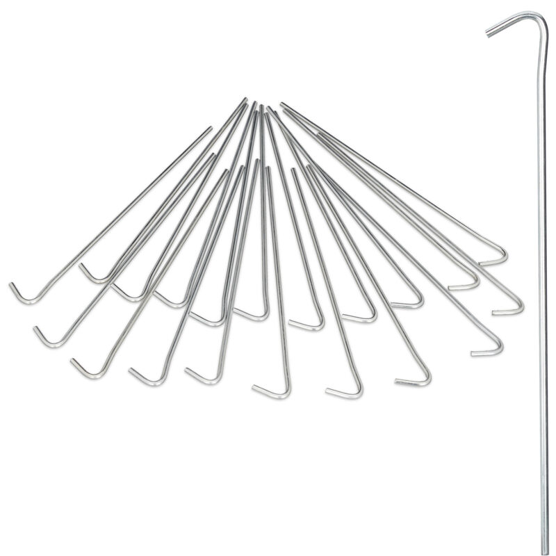 Piquets de fixation sol, Sardines, Lot de 200, acier galvanisé, Tente de Camping, 22 cm, Résistantes, argenté