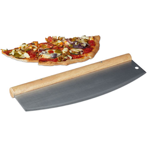 Pizza Cutter Stainless Steel Blade and Wooden Handle Pizza Slicer 35 cm