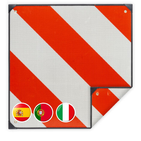 Relaxdays Placa v20, Señal Portabicicletas, Señalización Carga Saliente, 3 en 1, Aluminio, 1 Ud, 50x50cm, Rojo-Blanco