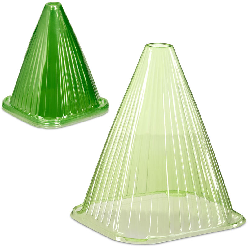 Relaxdays - Plant Cover, Set Of 60, Snail & Frost Protection, Hxwxd, 22 X 19 X 19 Cm, Pvc Plastic, Conical Grow Hat, Green