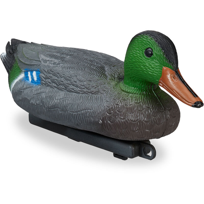 Pond Duck, Swimming Drake, Decoy Duck, Plastic & Weatherproof, Water Feature Decoration, Garden, Multi-colour - Relaxdays