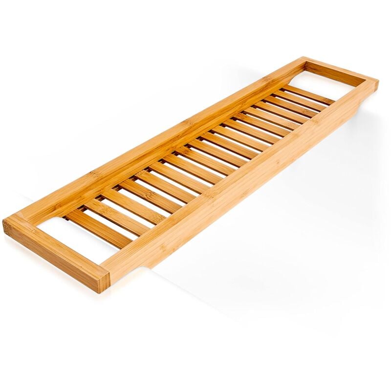 Image of Portabagno in bambù, con effetto reticolare, ponte da bagno per sapone o spugne, con supporti, naturale, a x l x p circa 4 x 64 x 15 cm - Relaxdays