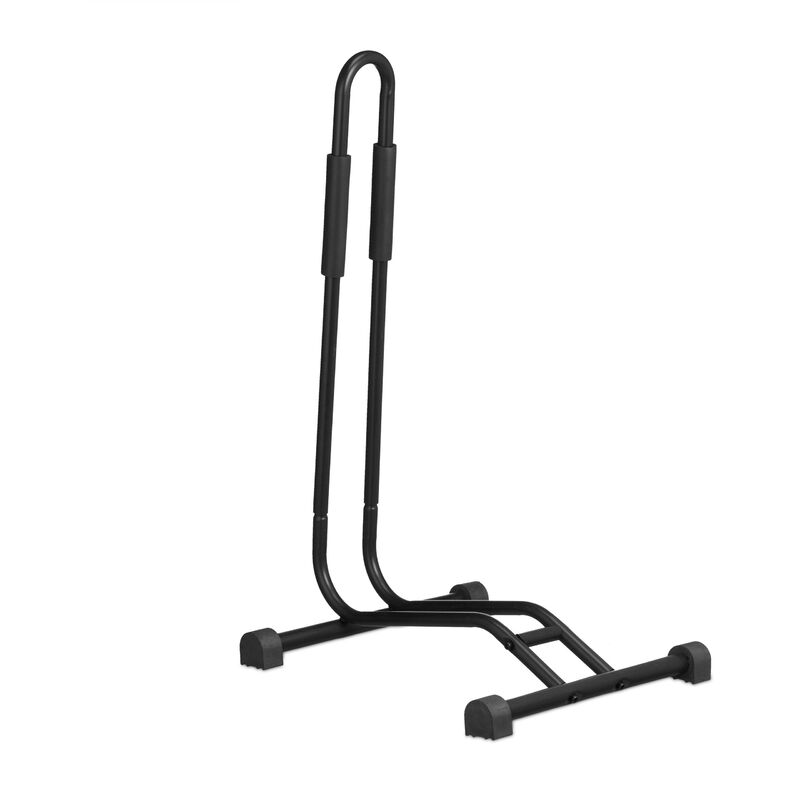 Relaxdays - Floor Bike Rack, Wheel Width 2.5', Bicycle Display Stand, 75 x 39 x 46.5 cm, Front & Back Wheel Holder, Black