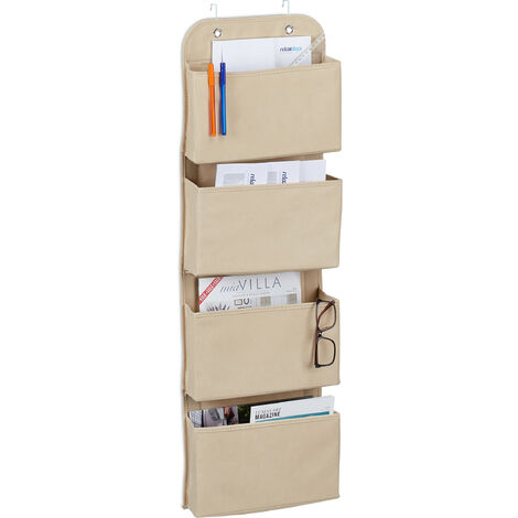 Portaoggetti da parete in stoffa a 2 Piani 25x15x46cm Beige