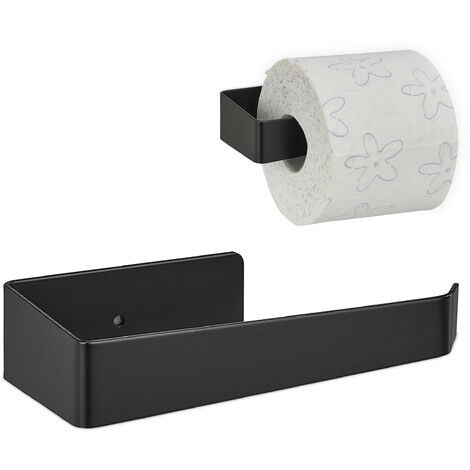  Portarrollos de papel higiénico adhesivo de madera, soporte  para papel higiénico sin perforar, soporte para papel higiénico para baño  con estante de montaje en pared para inodoro de cocina, H 