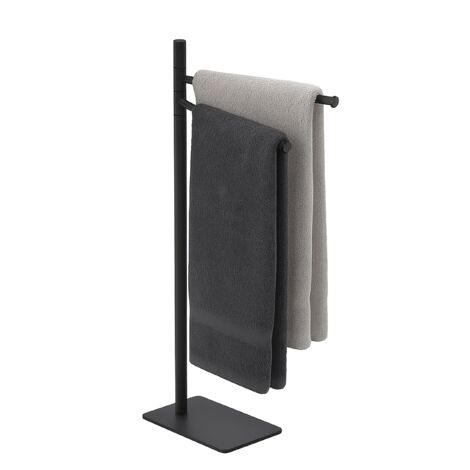 Relaxdays Portasciugamani a 2 Bracci Mobili, Piantana da Bagno, HLP: 78,5x33,5x14 cm, Porta Asciugamani in Metallo, Nero