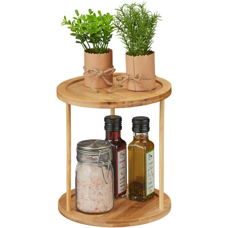 2x Portaspezie in Bambù per il Cassetto, Organizer per Spezie, 3 Ripiani,  Spice Rack, 5 x 20 x 38 cm, Naturale