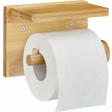 Rainsworth porte papier toilette sur pied avec rangement pour 4 rouleaux,  2-in-1 porte rouleau papier toilette sur pied en bois, hbt 71,6 x 15,5 x  15,5cm, distributeur papier toilette en bambou - Conforama