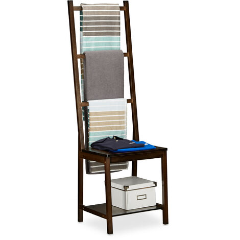 Relaxdays – Porte-serviettes en bambou 3 barres – Dimensions 133x40x42cm – Charge max 3kg par barre – Rangement pour vêtements et serviettes