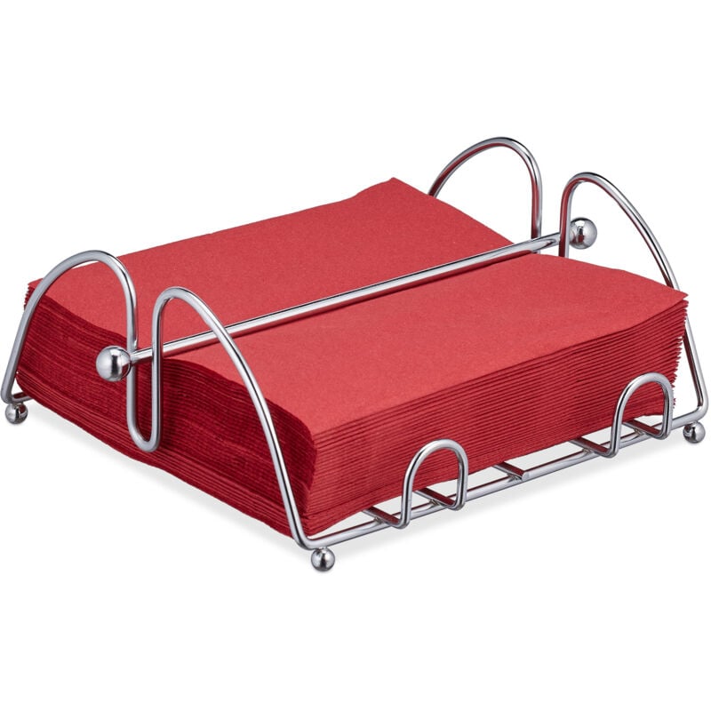 Relaxdays - Porte-Serviettes, lot de 2, Serviettes de 33x33cm, aspect acier inoxydable, Support serviettes, métal, argenté