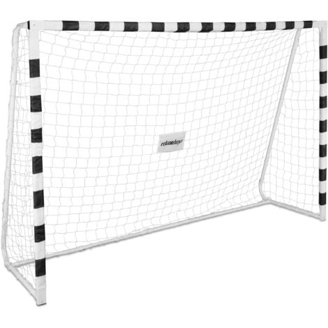 Relaxdays Portería XXL, Arco de Fútbol para Niños y Adultos, de Jardín, 200x300x90 cm, Metal, Resistente, Blanco y Negro