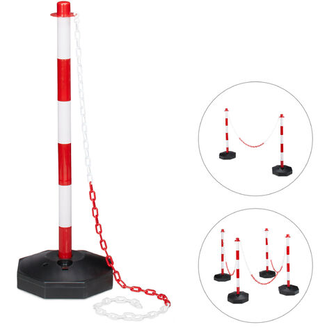   Poteau de signalisation, chaînes barrière parking, borne en plastique, HLP 82 x 28 x 28 cm, rouge-gris