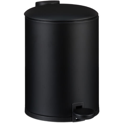 Poubelle De Salle De Bain 10 Litres Avec Couvercle à Fermeture Douce Et Seau Amovible - Design Moderne, Couleur Noire, Pédale Pratique