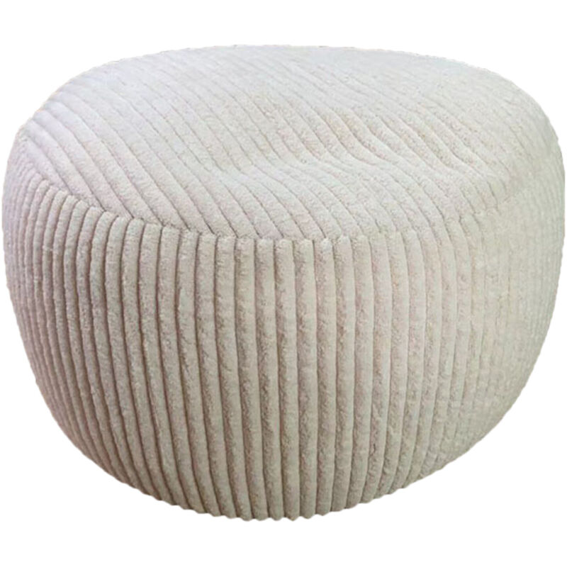 Relaxdays Pouf, Cord, Hxd, 35 X 50 Cm, Polystyrol-füllung, Rundes Bodensitzkissen, Wohnzimmer Hocker, Sitzpouf, Beige