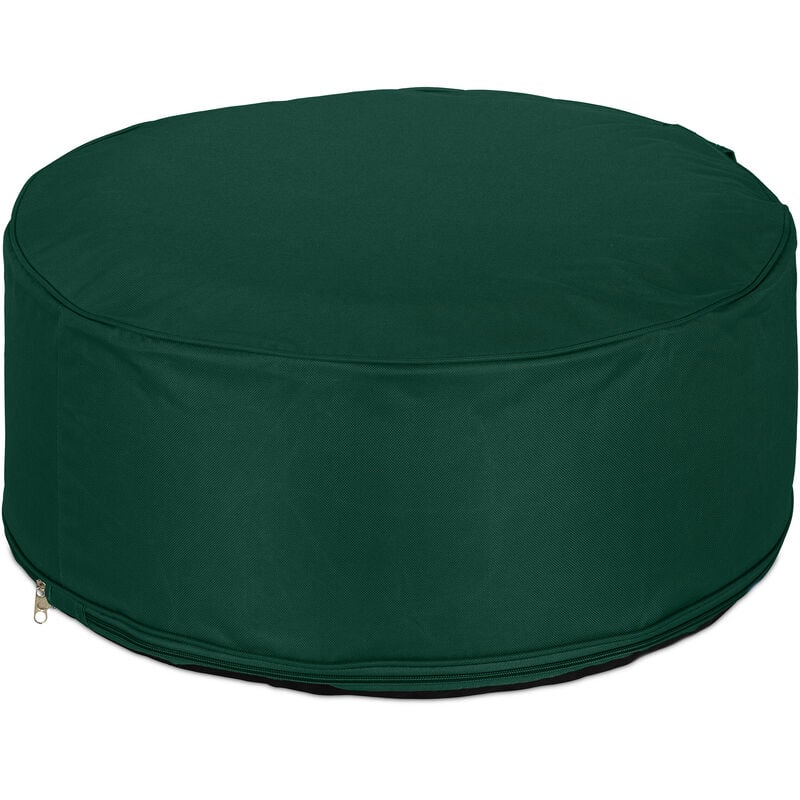 Pouf gonflable, tabouret rond, h x d : 26 x 56 cm, pour extérieur (jardin, balcon, camping), vert - Relaxdays