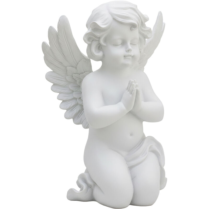 Relaxdays Praying Angel, Polyresin, Weather-, Frost- And Uv-resistant, H X W X D, 36x22.5x18 Cm, Grave Decoration, White