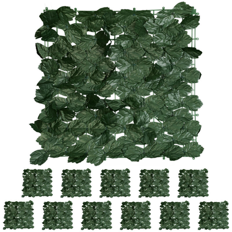 Relaxdays 24 X Ivy Privacy Screen, Each Mat 50 X 50 Cm, Artificial Hedge For Garden & Balcony, Foliage Fence, Dark Green