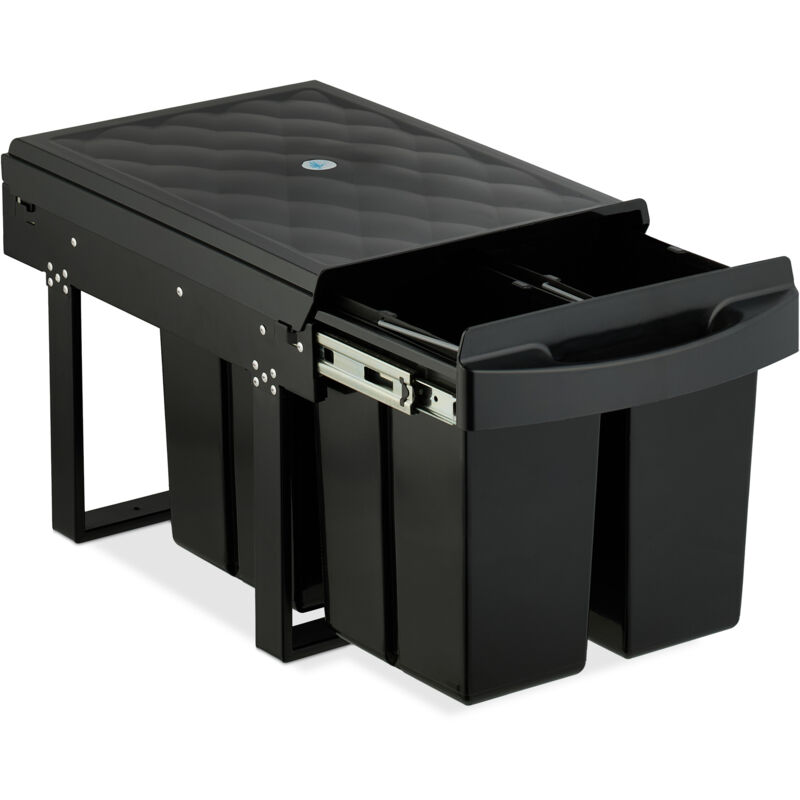 Relaxdays - Pull Out Kitchen Bin, 4 Compartments, 4 X 8l, 34.6x34x51.8 Cm, Cupboard, Built-in Rubbish Disposal, Black