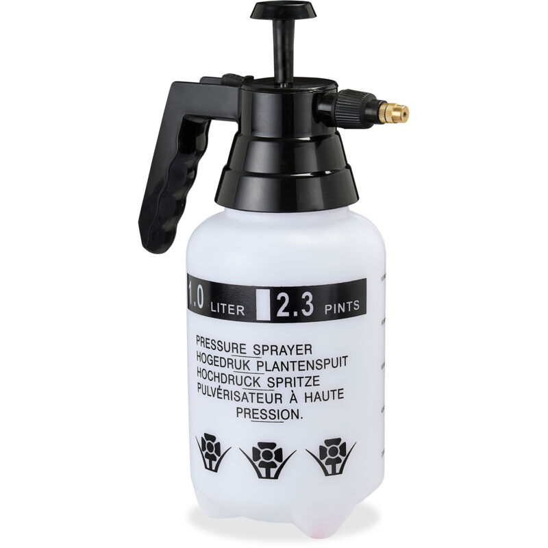 Pulvérisateur à pression, lot de 10, bouteille pulvérisation, pompe, buse laiton réglable 1 L, plante jardin, noir