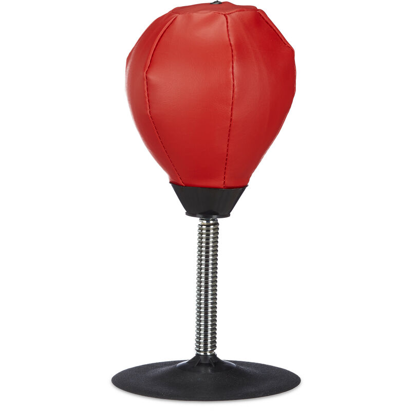 Relaxdays - Punching ball da tavolo pera boxe scrivania punch ball ufficio antistress HxLxP: 35 x 18 x 18 cm rosso-nero