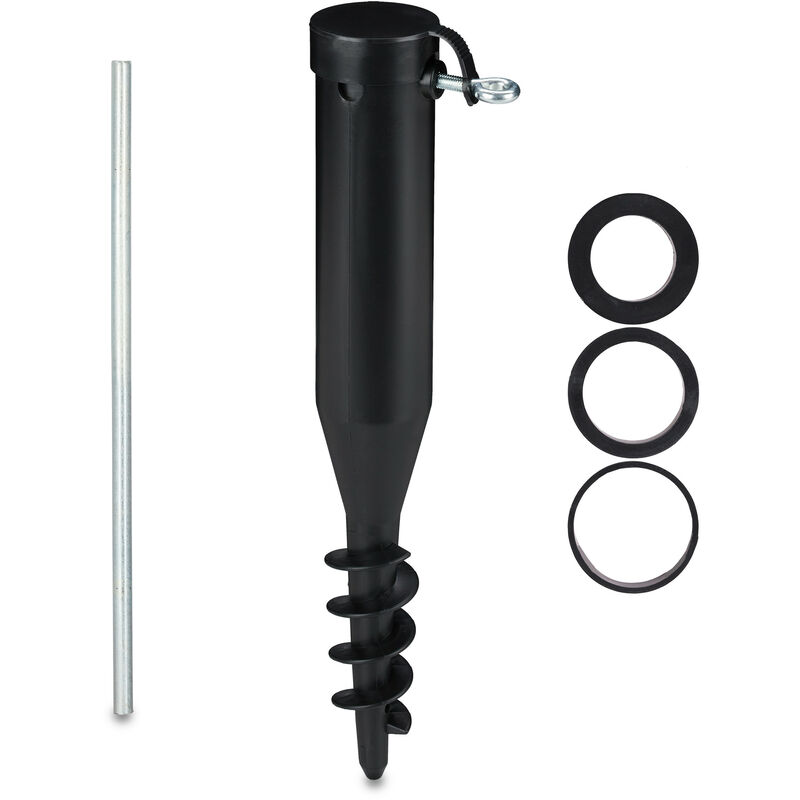 Relaxdays - Parasol Anchor, Ground Spike, Screw In, Adapter, 40-52 Mm, Plastic, Sunshade, Umbrella, Holder, Secure, Plant