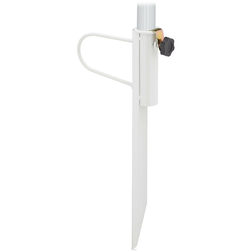 Relaxdays Parasol Spike For Poles Up To 32 Mm, For Garden, Camping & Beach, Stable Fix, Steel, 42 X 20 X 5 Cm, White