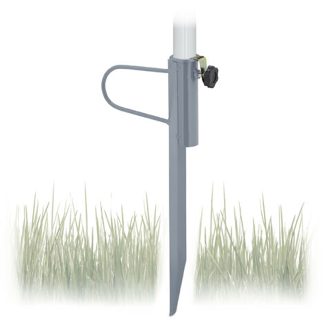 Relaxdays Puntale Reggiombrellone, Supporto da Impilare nel Terreno, Giardino e Camping, Aste Fino a 32 mm, Grigio, 90% Acciaio 10% plastica