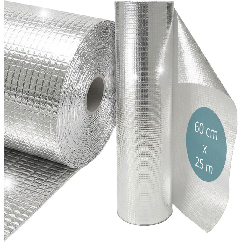 Relaxdays Radiator Reflective Foil, 0.6 X 25 M, 4 Mm Air-cushion, Roof, Wall & Window, Aluminium, Silver