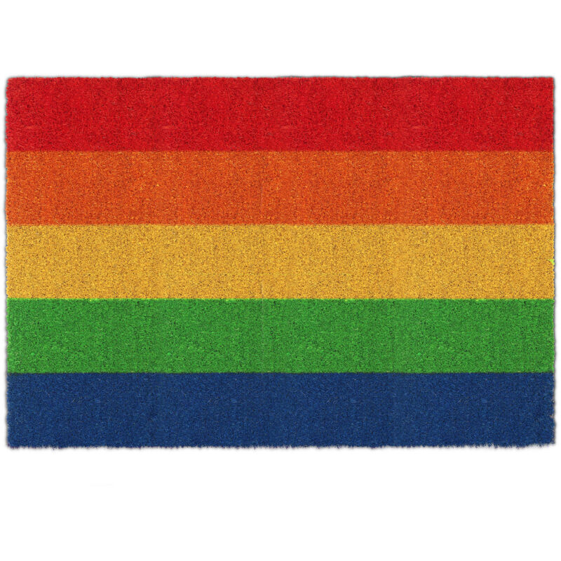 Relaxdays Rainbow Coconut Mat, 60x40 Cm, Non-slip, Weatherproof, Indoor & Outdoor Doormat, Multicoloured