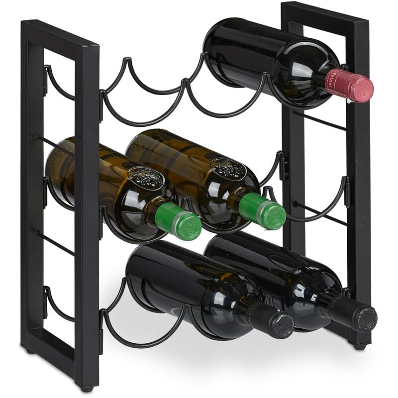 Relaxdays - Range-bouteille 9 emplacements, étagère pour rangement de vin, métal, HxLxP: 37x35x17 cm, cuisine & bar, noir