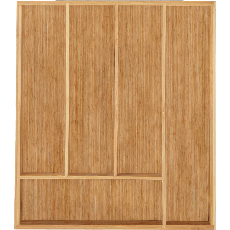 Relaxdays - Range-couvert, 5 compartiments, bambou, petit organiseur de tiroir pour ustensiles, hlp 5 x 30 x 34 cm, nature