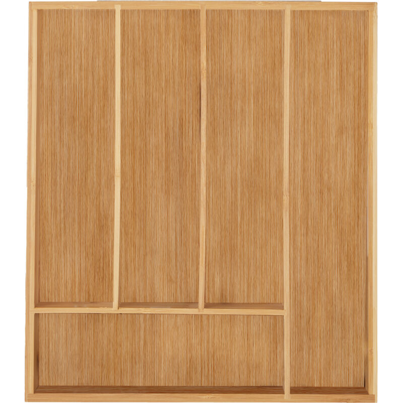 Relaxdays - Range-couvert, lot de 2, 5 compartiments, bambou, petit organiseur de tiroir pour ustensiles, hlp 5 x 30 x 34 cm, nature