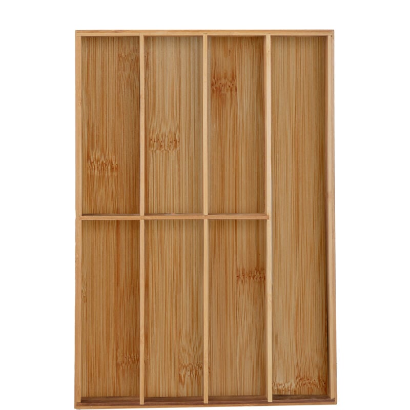 Relaxdays - Range-couvert, 7 compartiments, bambou, organiseur de tiroir pour ustensiles, hlp 4,5 x 30,5 x 44,5 cm, nature
