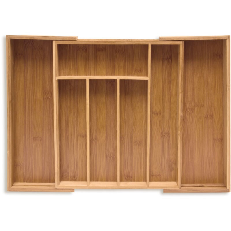 Relaxdays - Range-couvert, extensible, organiseur de tiroir en bambou, hlp 5,5 x 39 x 35,5 cm, rangement cuisine, nature