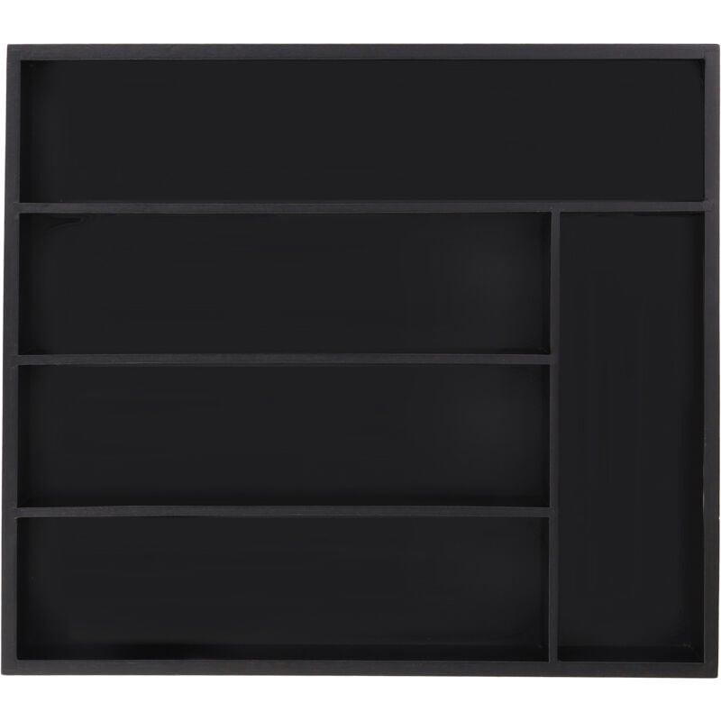 Relaxdays - Range-couverts pour tiroirs, 5 compartiments, h x l x p : env. 5 x 34 x 30 cm, séparateur, bambou, noir