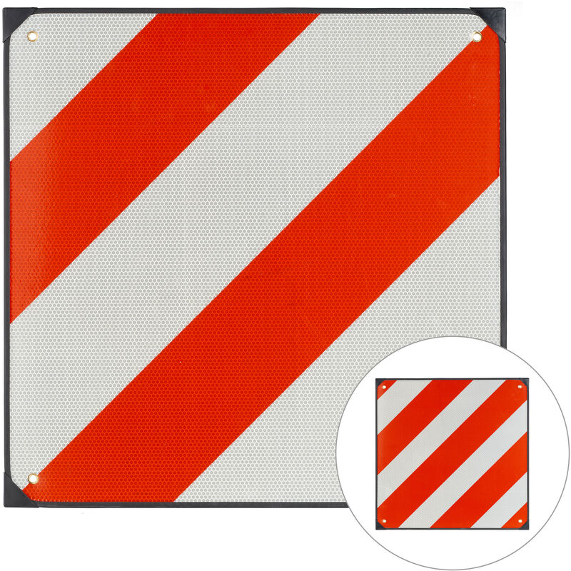 Relaxdays - Rear Warning Sign, 2in1 Reflective Plate Spain & Italy, Car, Caravan, Aluminium, Red/White, Striped, 50x50cm