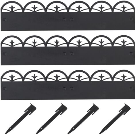 Relaxdays Recinzione da Giardino in Metallo, Recinto Stabile, Set da 3 Pareti Decorative, H x L: 7,5 x 274,5 cm, Nero