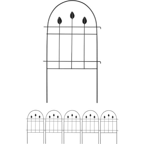 Recinzione Per Aiuole Da Giardino - Set Di 4 Pannelli In Ferro Nero, Decorativi E Facili Da Installare - Foto 13