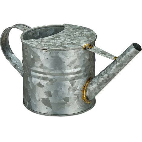 Relaxdays Regadera 1,3 L, para Plantas de Interior, Jarra Riego Decorativa, Diseño Vintage, Metal, con Asa, Plateado