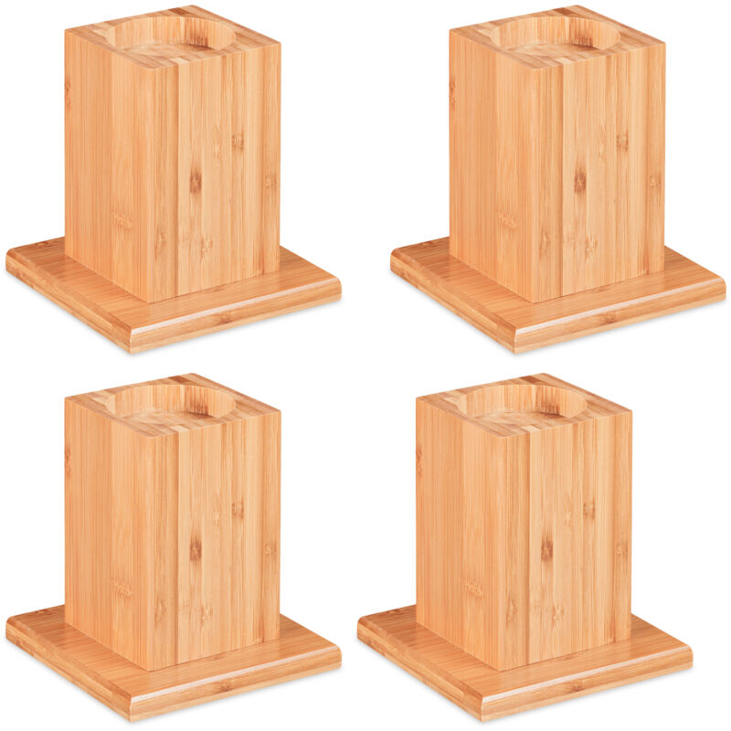 Relaxdays Rehausseurs de meuble en lot de 4, Élévateurs 14 cm, tables, chaises, autres meubles, 5x14,5x14,5 cm, nature