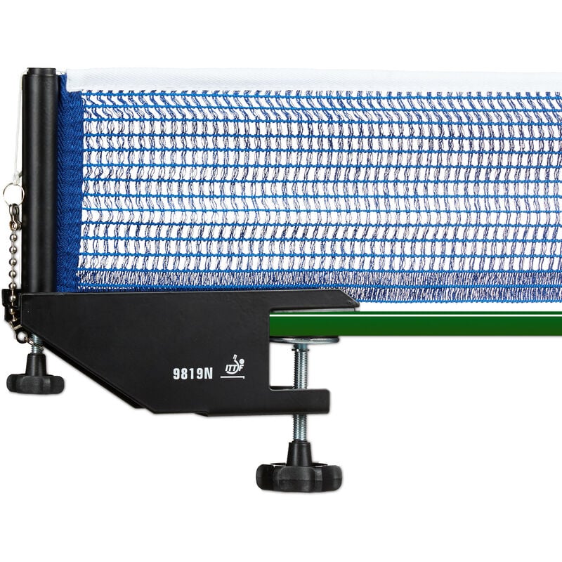 Rete Ping Pong, Tennis Tavolo, Regolabile, HxLxP: 17,6 x 169,5 x 4,4 cm, Portatile, Giardino, Blu Nero - Relaxdays