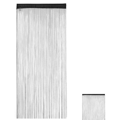Relaxdays – Rideau à fils noir 90x245 cm – Polyester – Design élégant pour portes et fenêtres – Séparateur de pièce sécurisé