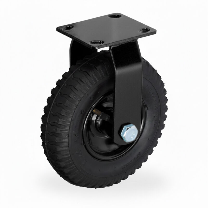 Relaxdays fixed castor, 2.50-4, 120 kg, pneumatic rubber tyre, steel mounting plate, heavy-duty, black