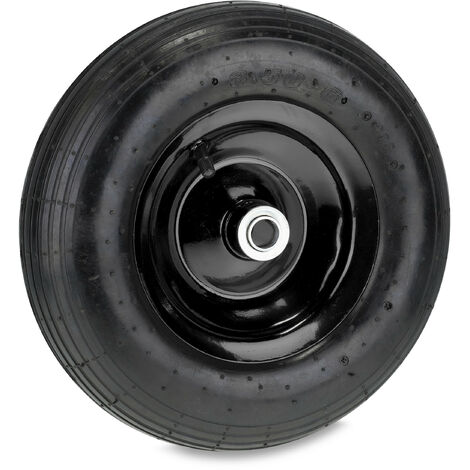 Roue De Brouette Caoutchouc Relaxdays - Pneu 4.00-6 Gonflable - Charge 200 Kg - Avec Adaptateurs Axe - Rechange Jardin